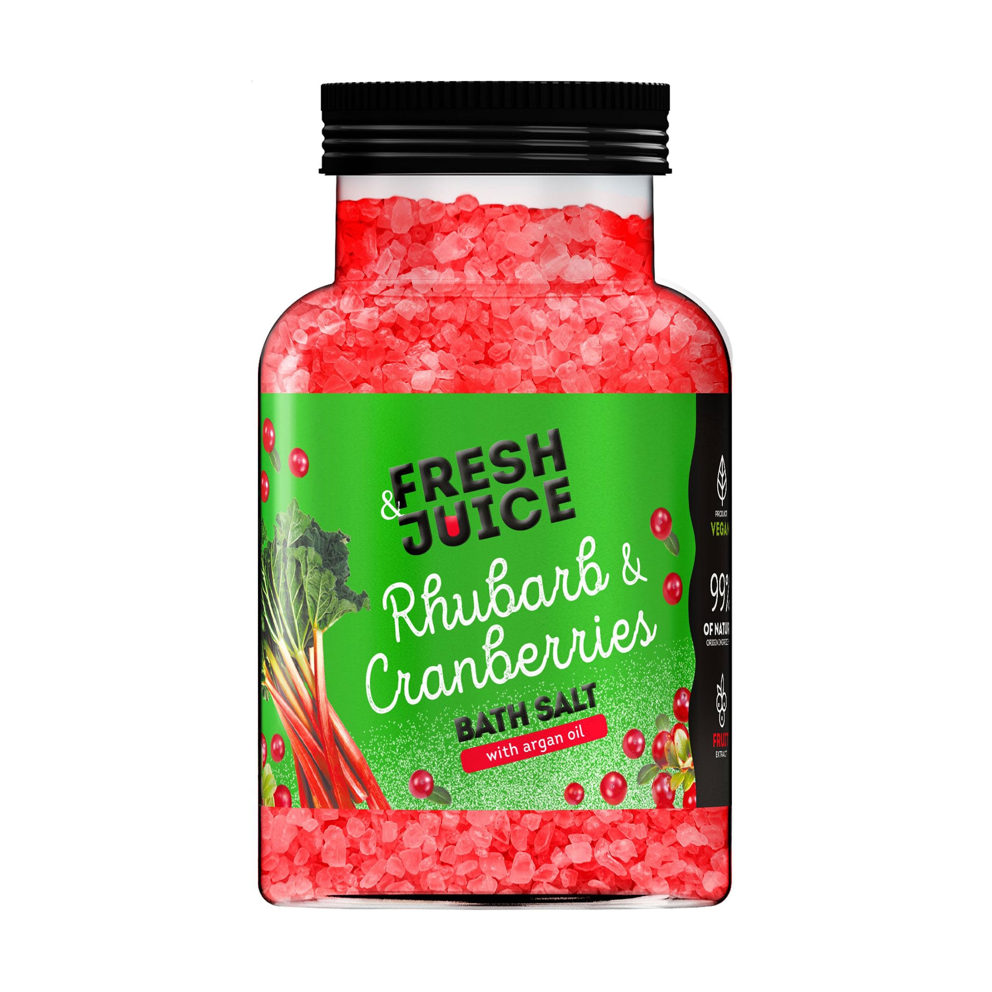 Сіль для ванни Fresh Juice Rhubarb &amp; Cranberries Bath Salt з аргановою олією, 700 г
